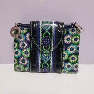 Vera Bradley Vinyl Blue Paisley  Women's Wallet 4.5" Length